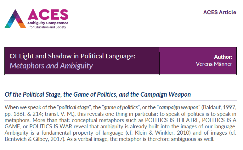 Of Light and Shadow in Political Language: Metaphors and Ambiguity